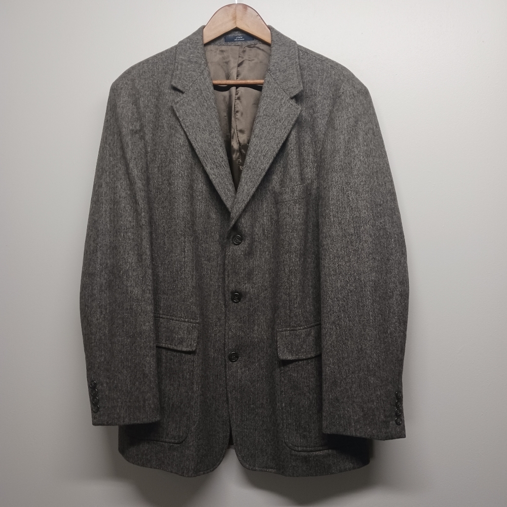 J. Crew Suit Jacket Men Size 44R Beige Cashmere Blend Three Buttons Pockets
